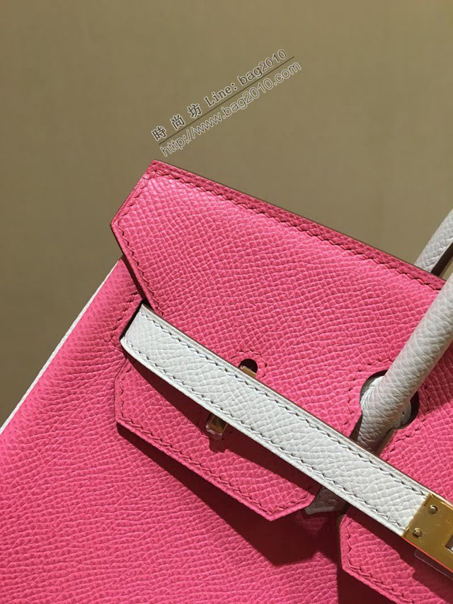 Hermes女包 愛馬仕經典款birkin包 金扣 epsom皮 金棕色拼錫器灰 頂級手工 Hermes鉑金拼色手提女包  am2061